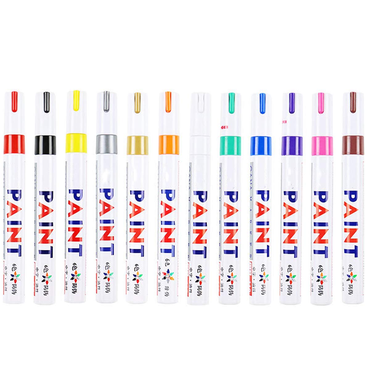 Tianhaik Colorful Paint Marker Pens,12 Color Waterproof DIY Graffiti Art Marking for Scrapbooking Blackboard Wall