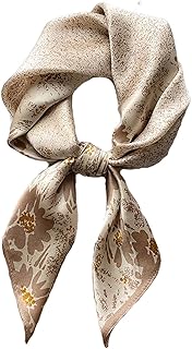 Aufeel 100% Pure Mulberry Silk Square Scarf for Hair-27'x27'- Women Silk Neckerchief Head Wrap Scarf(Fall)