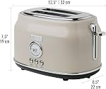 Haden Dorset 75003 Stainless Steel 900W Retro Toaster 2 Slice Wide Slot w/Removable Crumb Tray and Settings, Putty Beige Toasters w/Adjustable Browning Control, Smart Toaster