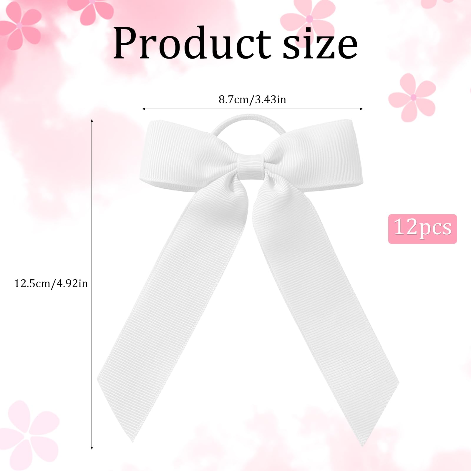 12pcs Collegiate Style Ponytail Holder Hair Bows - Image 2