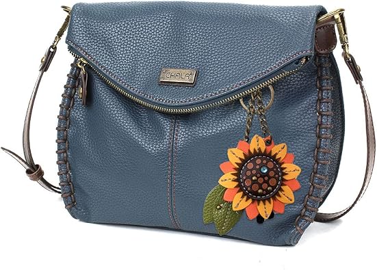 CHALA Charming Crossbody Bag Shoulder Handbag With Flap Top and Zipper Navy/Pewter