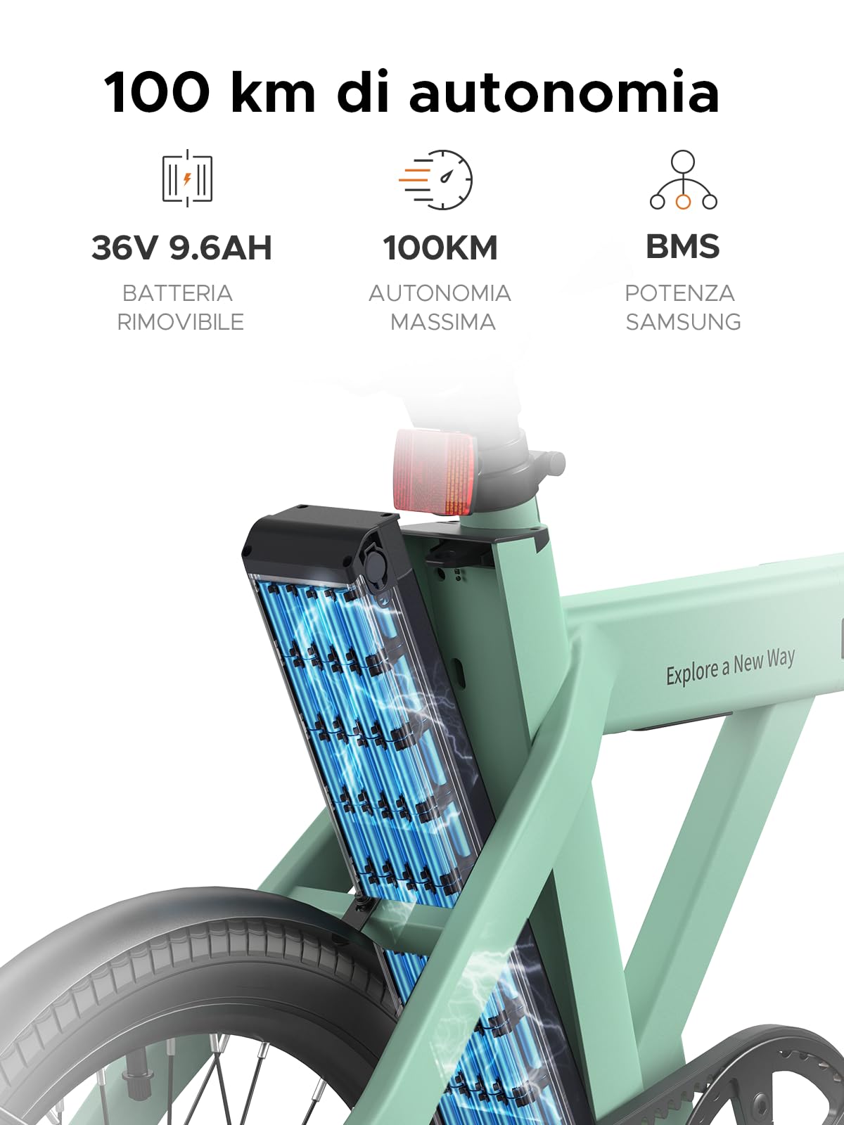 ENGWE P20 Bicicletta Elettrica Pieghevole | Batteria Rimovibile | | 36V 9.6Ah per 100km | Motore 250W | Sensore di Coppia | Freno a Olio | E-bike da 18.5kg | Commuter Urbano Viaggio