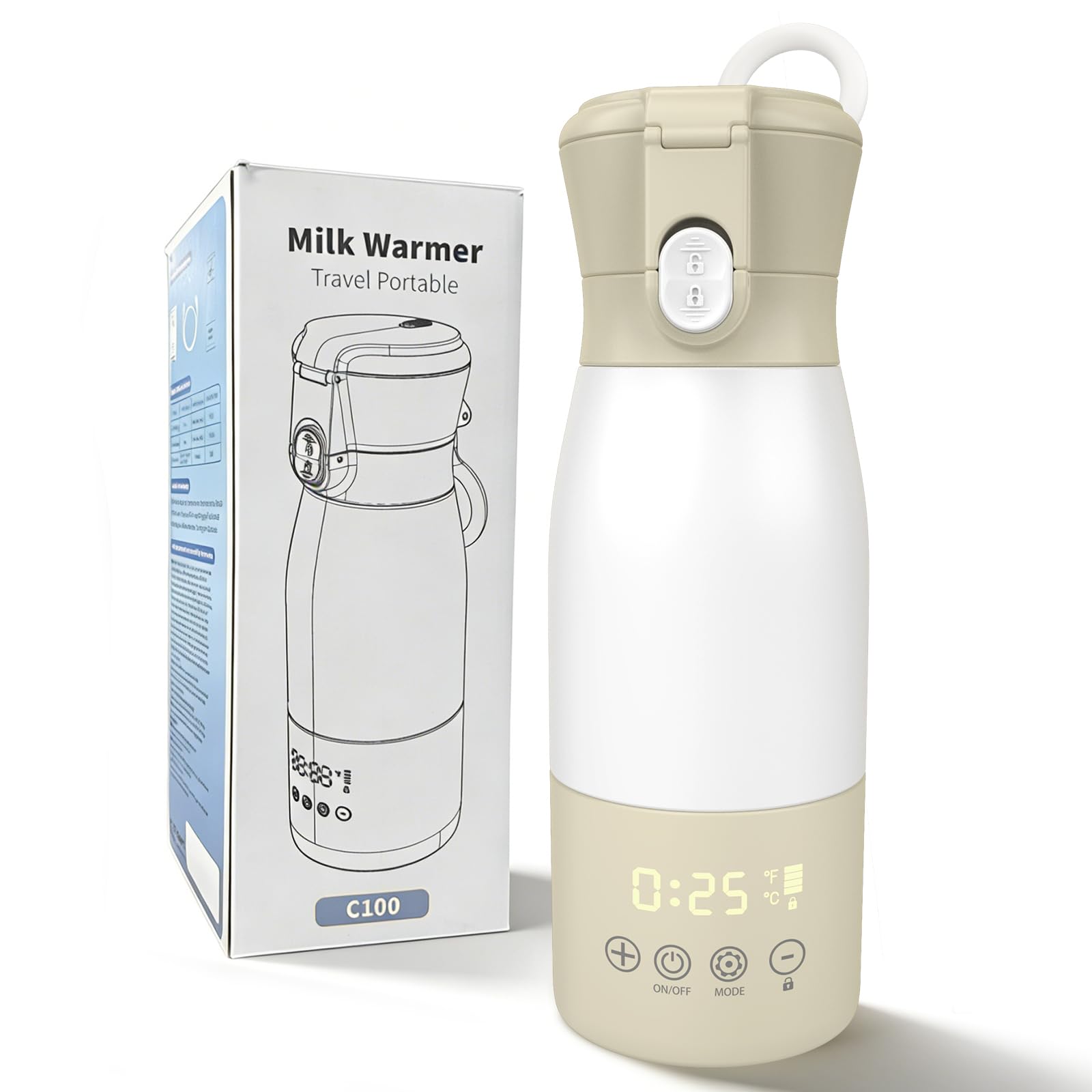 Calentador de leche portátil de 500 ml con indicador LED para leche materna y agua, para coche, camping y viajes