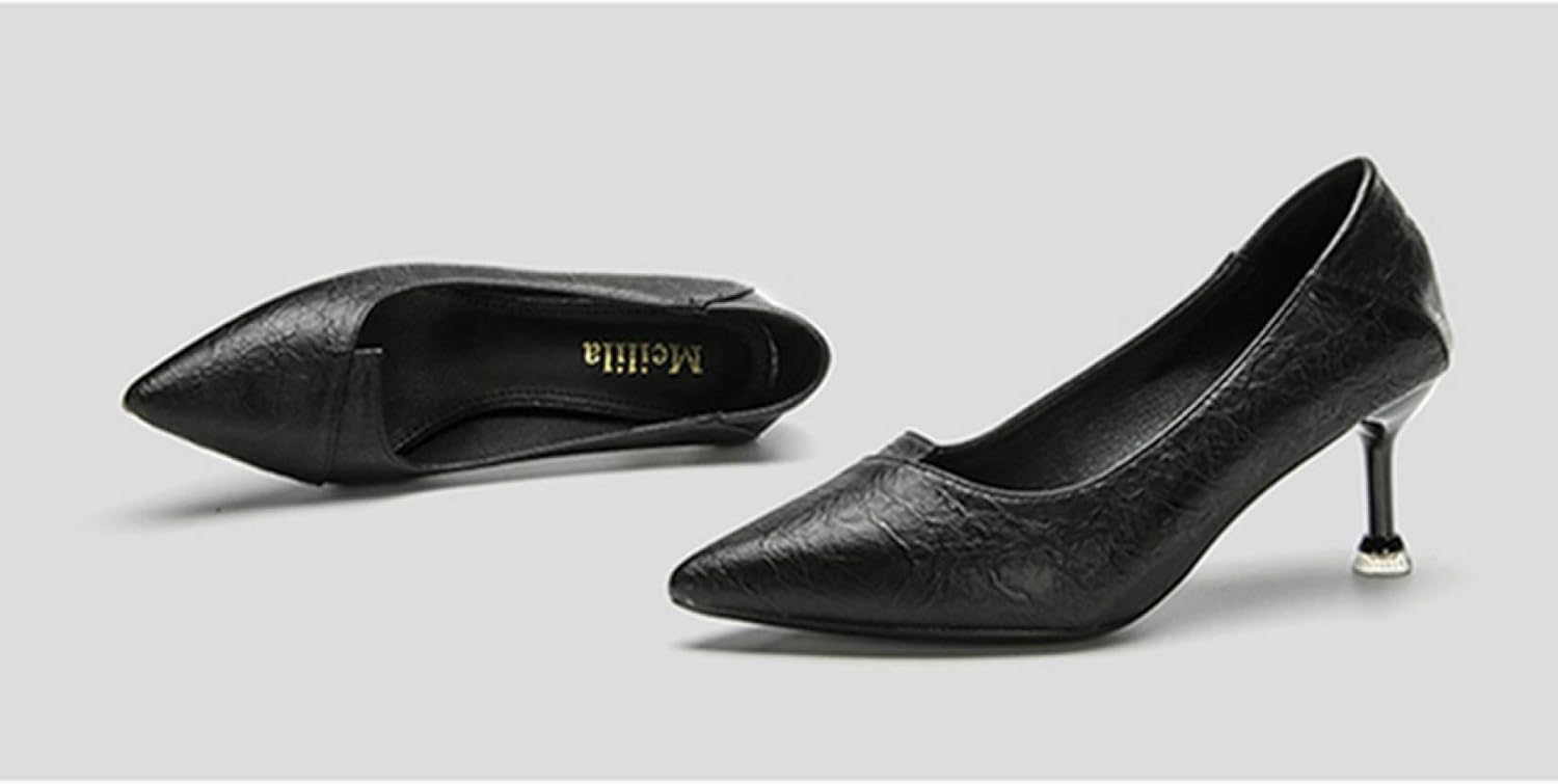 パンプス ブラック 24.5cm ヨシト ポインテッドトゥ Vカット