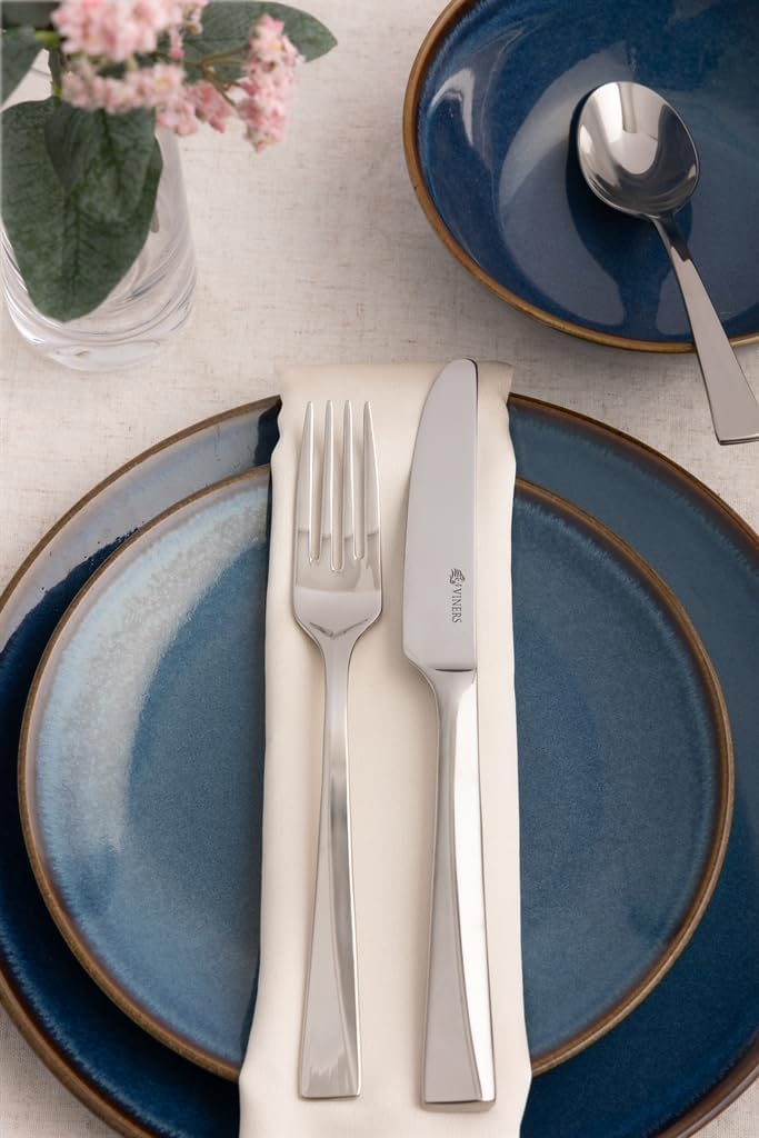 Viners Mayfair Cutlery Set-Elegant Mirror Polished Flatware Gift Box with 50 Year Guarantee-18/10 Stainless Steel, 16 Piece, Steel, Silver, 7.5x25x31.5 cm