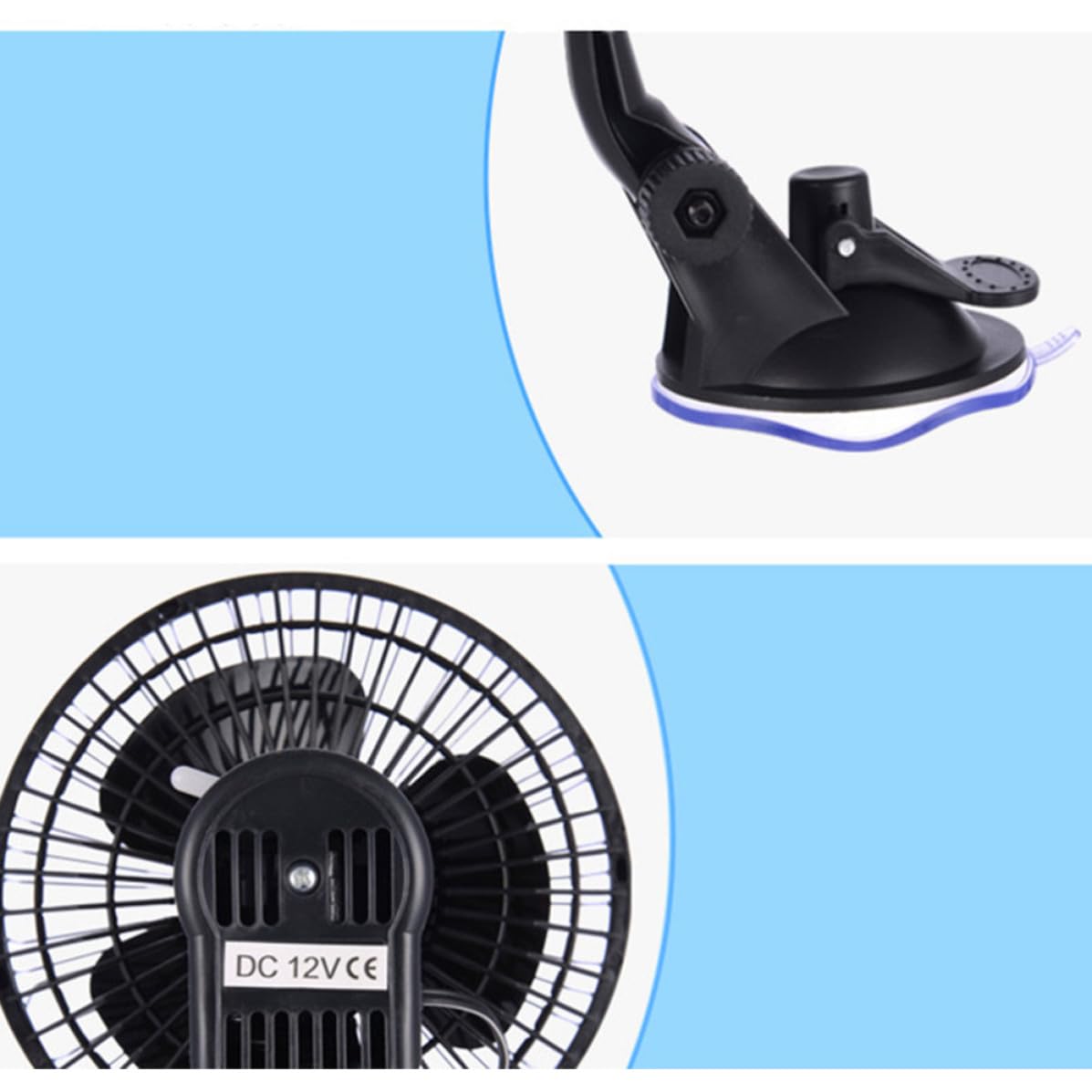 Didiseaon Ventilador de Coche de 6 Pulgadas Ventosa y Ángulo Ajustable