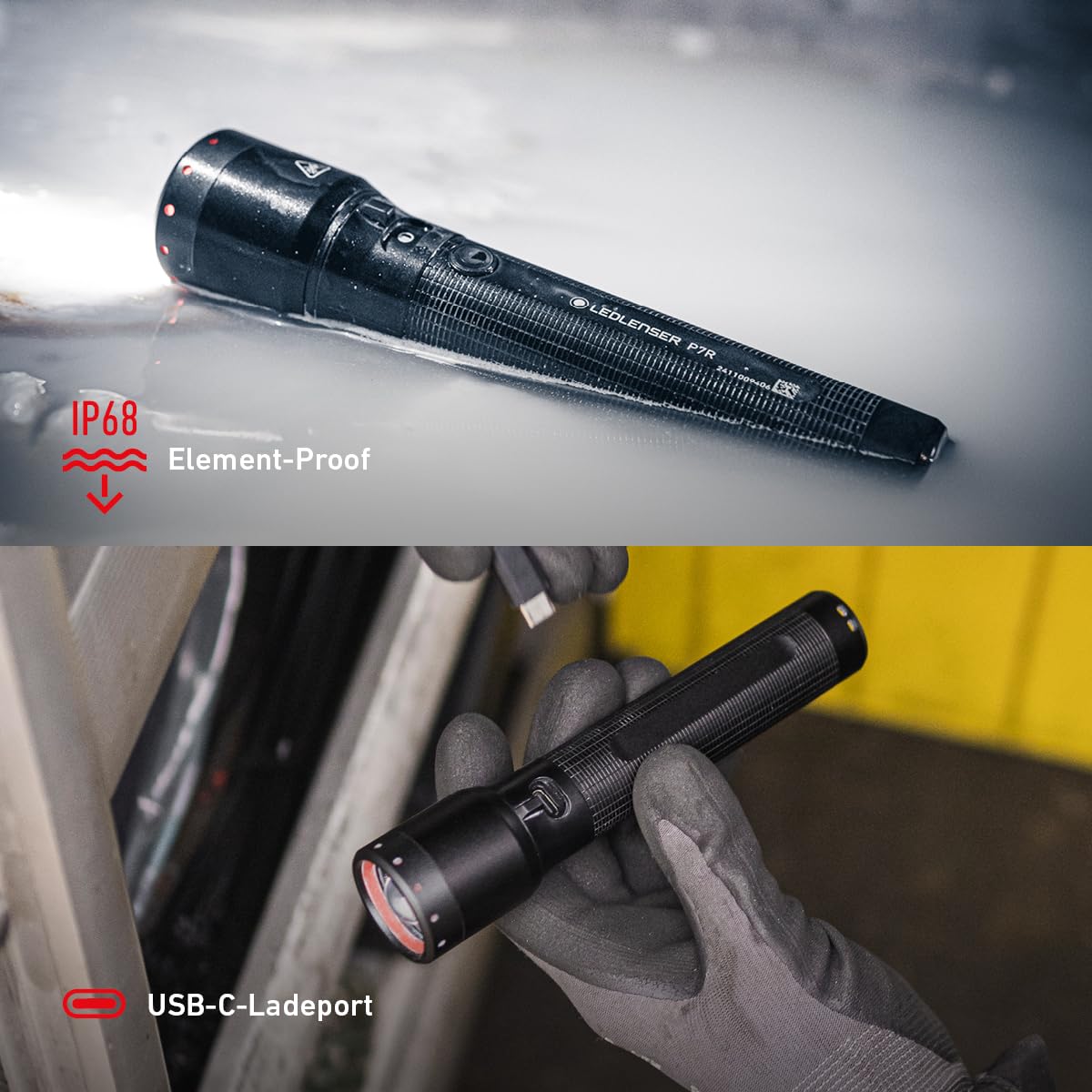Ledlenser P7R wiederaufladbare LED Taschenlampe, 2000 Lumen, 320 m, USB-C, IP68, 80 Stunden