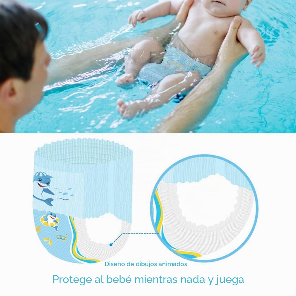 Pañales de baño reutilizables para bebé y niña, ajustable, pañales lavables impermeables y lavables, talla única, traje de baño, conjunto de baño para 0-3 años, 3 unidades (XXL 15 kg above)