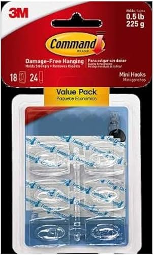 Mini Clear Hooks with Clear Strips (6-Pack)