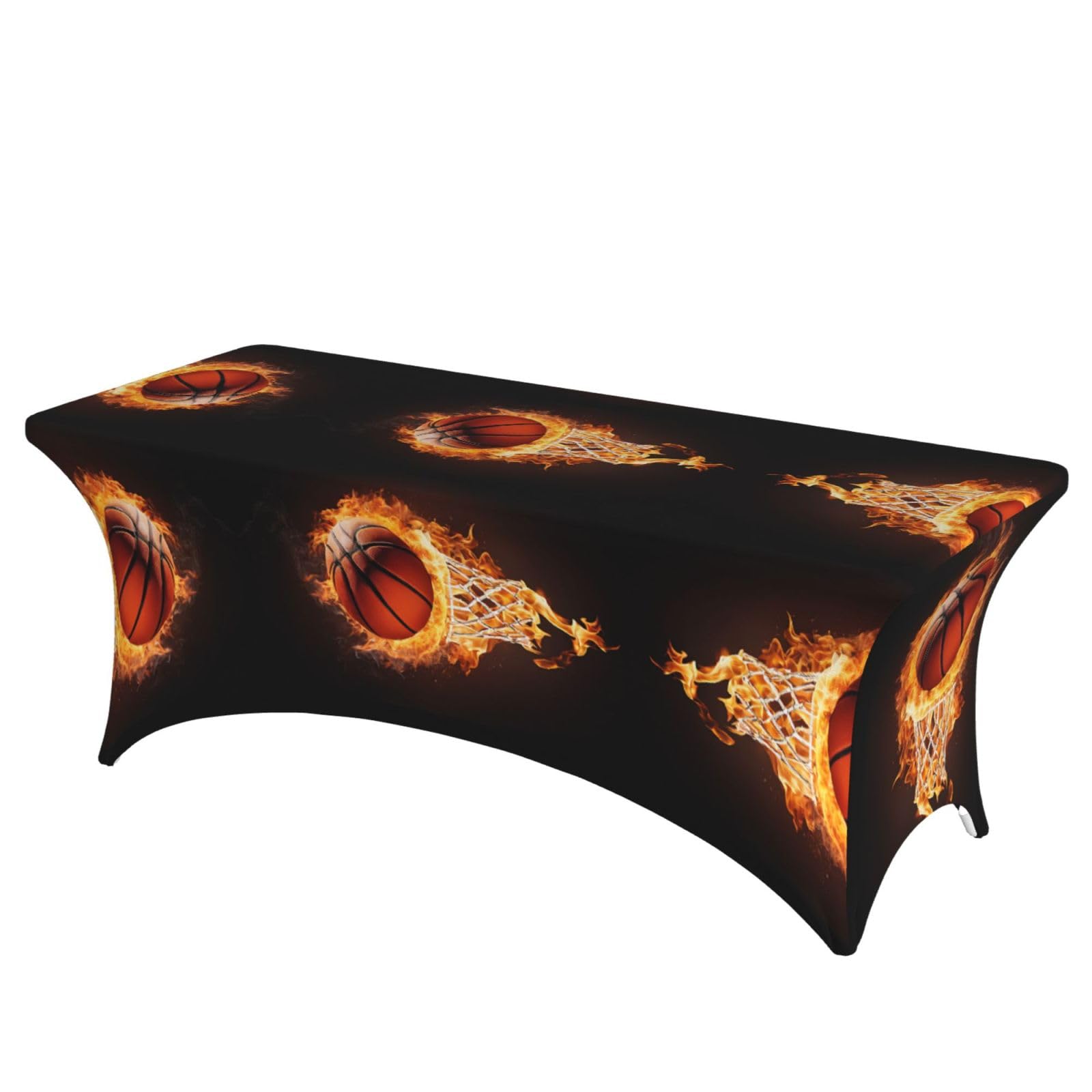 Augustrush Basketball Fit Stretch Table Cover - 6Ft Rectangular Spandex Tablecloth, Tablecloths, Wrinkle-Resistant & Fitted Table Protector For Parties, Weddings, Banquets (183X76cm)