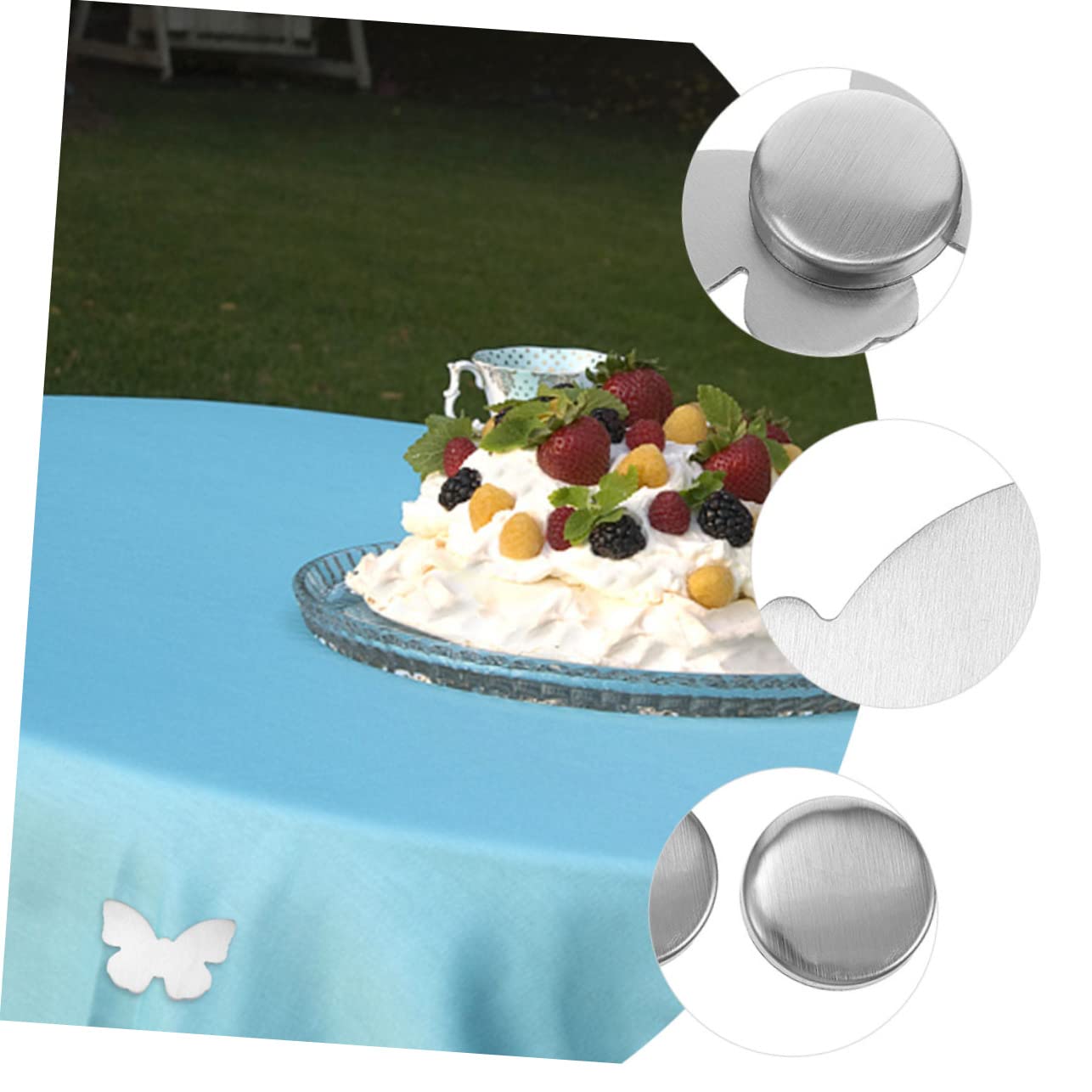 Amosfun Fermatovaglia Magnetici 6 Pezzi in Acciaio Inossidabile Argento a Forma di Farfalla per Decorazione e Fissaggio Tovaglia per Feste e Matrimoni