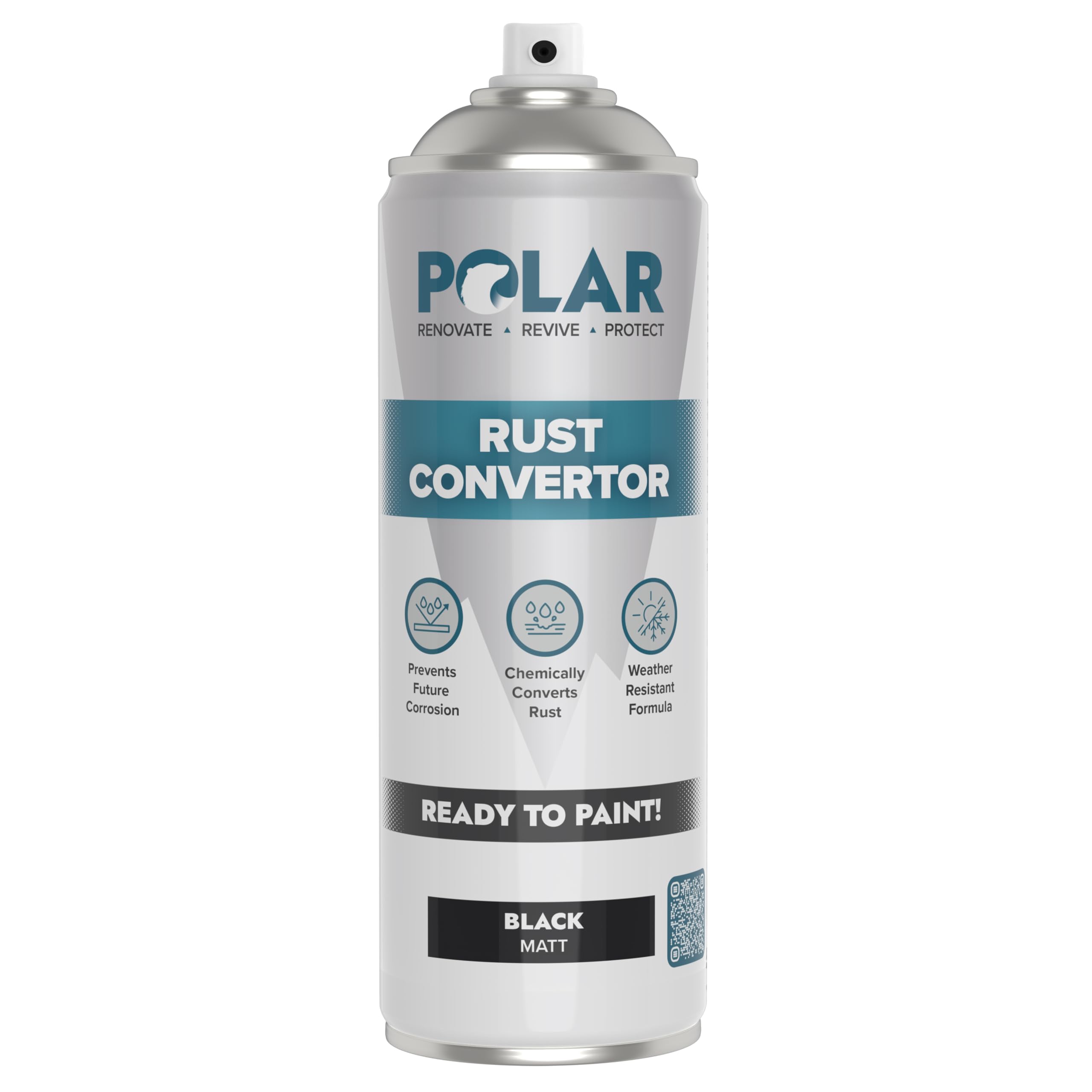 Polar Rust Converter Spray - 500ml | Matt Black | Effective Rust Converter for Metal | Weather Resistant Protection Against Corrosion | Ideal for Vehicles, Trailers, Fences & Storage Tanks