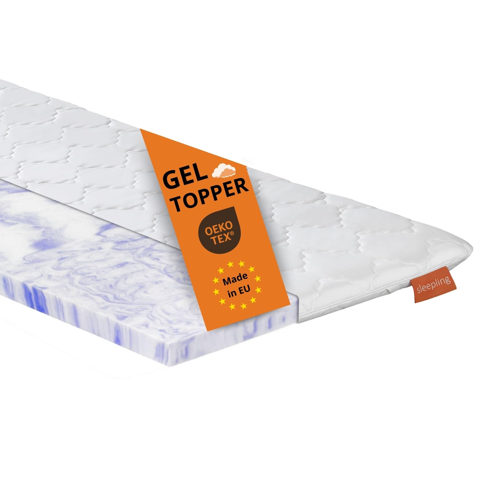 sleepling Gel Topper 100x200cm, Höhe 6 cm, Matratzentopper Gelschaum, orthopädische Matratzenauflage für alle Matratzen und Betten, Geltopper 100x200, Made in EU, Oeko-TEX