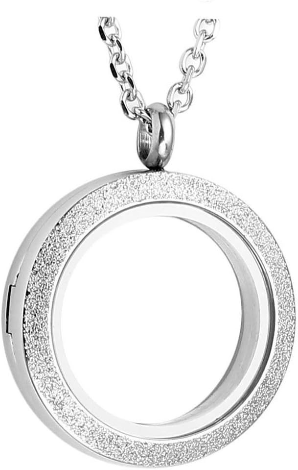 25mm Living Floating Charm Memory Locket Necklace - 316 Surgical Stainless Steel Round Pendant, Secure Magnetic Closure