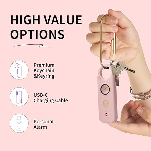 Miniatura 2 de Alarma personal para mujeres, hombres, niños, ancianos, autodefensa, diseñada por mujeres, altavoces adicionales de 140 dB con luz estroboscópica,