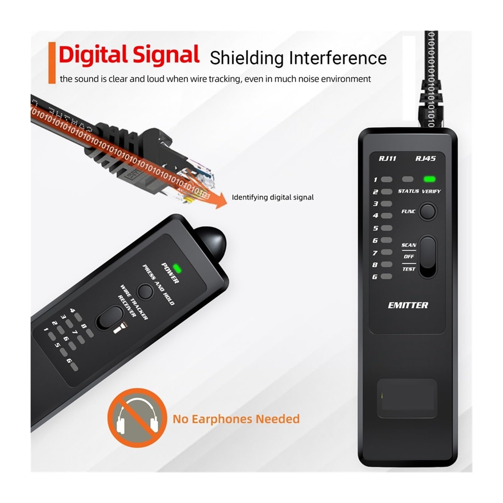 Lokalizator kabli sieciowych, analizator linii, lokalizator przewodów RJ45 RJ11 Ethernet LAN, lokalizator linii, wykrywacz kabli, tester Detektor linii