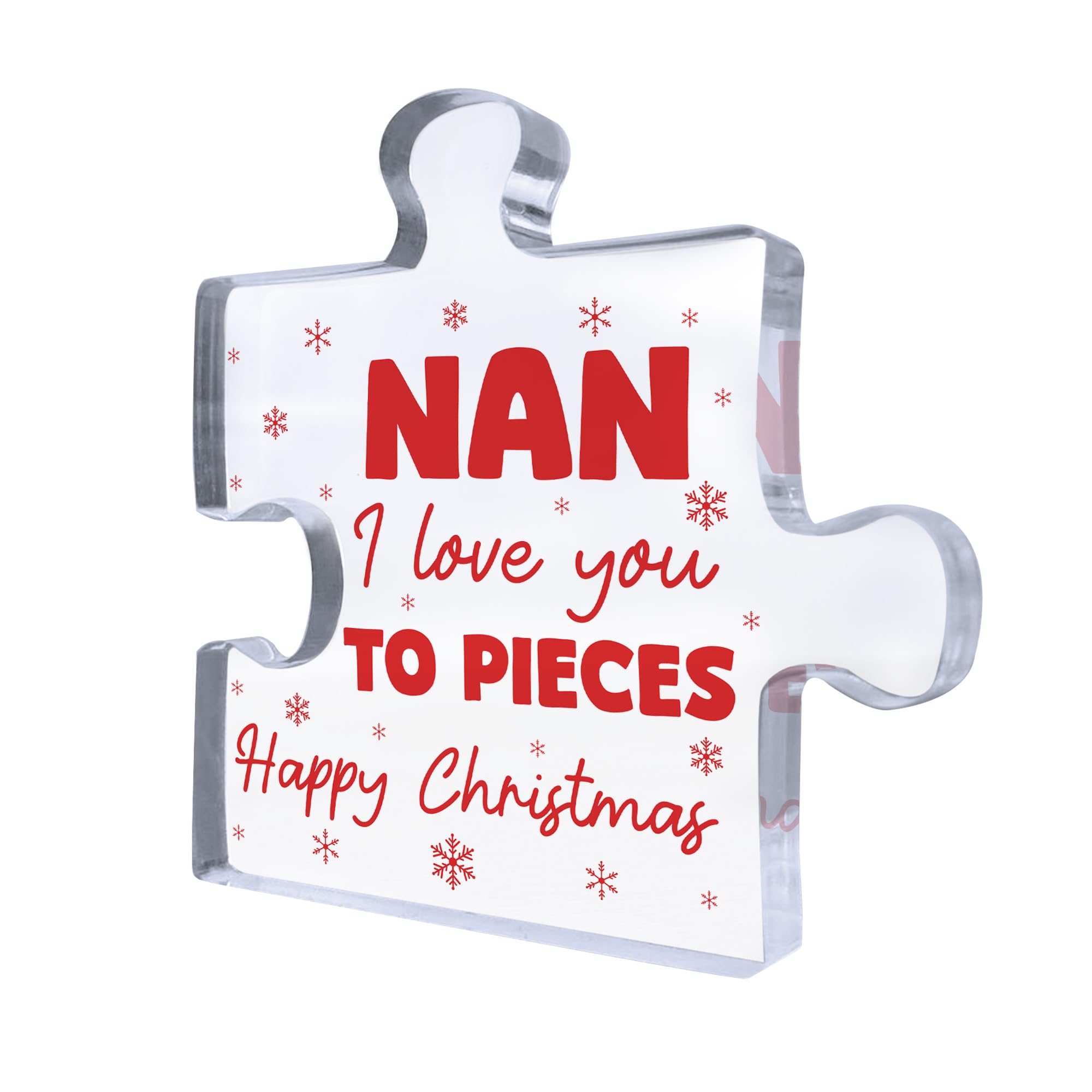 Red Ocean For Nan Happy Christmas For Nan Acrylic Puzzle Block From Granddaughter Grandson Thank You Her
