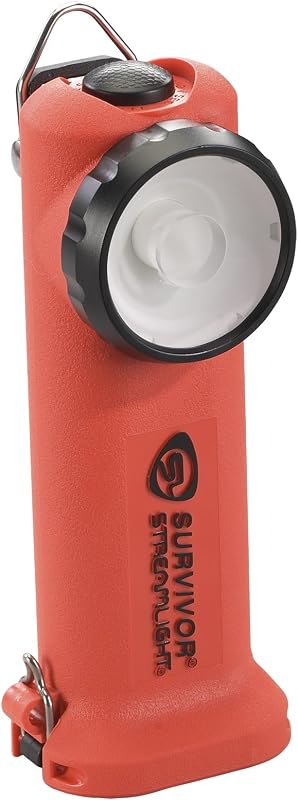 Streamlight 90540 Survivor 175-Lumen Right-Angle Flashlight, Orange | 175 lumens; 41,000 candela peak beam; runs up to 3.50 hours; rechargeable capable; intrinsically safe Class I, Div 1