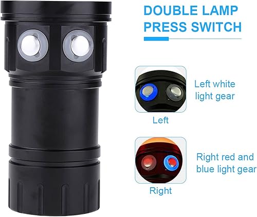 Miniatura 5 de Linterna de buceo, linterna de buceo, linterna de buceo LED impermeable para exteriores, luz de buceo de energía recargable, linterna profesional de