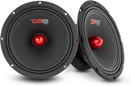 DS18 2 altavoces PRO-GM8.4B - 8 pulgadas, rango medio, bala de aluminio roja, 580 W máximo, 4 ohmios, 1.5 pulgadas, altavoces de audio Kapton VC de