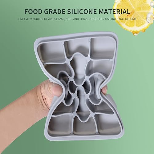 Miniatura 5 de Juego de 2 bandejas para cubitos de hielo, fácil liberación, 15 moldes flexibles de silicona para cubitos de hielo con tapa extraíble, bandejas de