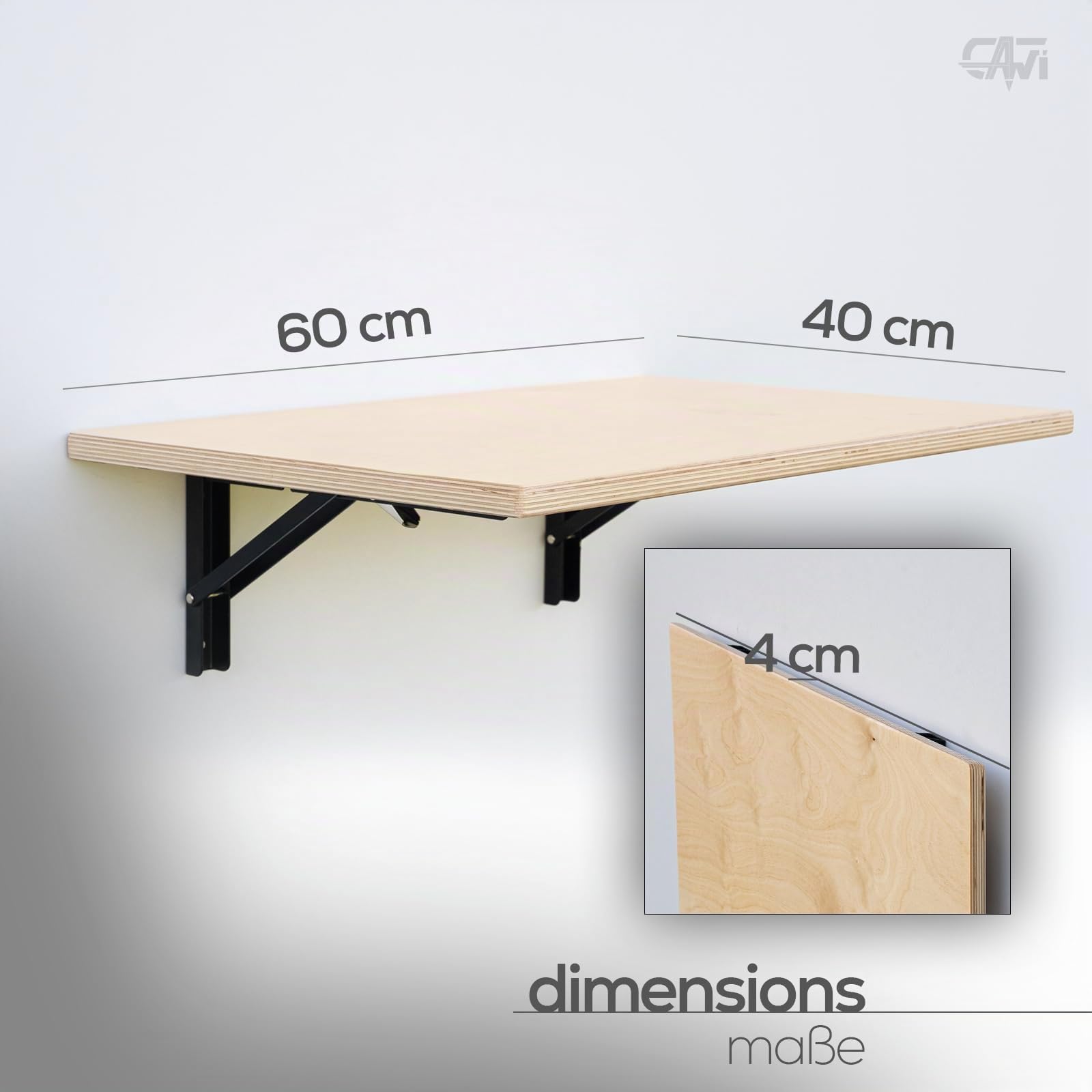 Table pliante murale robuste en bois massif : table de cuisine pliante et bureau suspendu, table pliante en MDF laminé