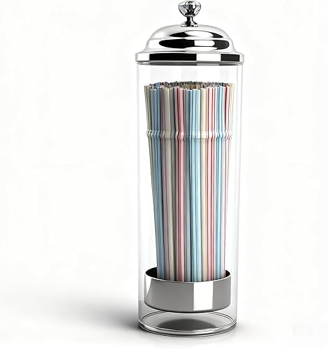 Dispensador de pajilla, soporte para popote para cocina, dispensador de tapa con popote desplegable, incluye 100 popotes (popotes-100)