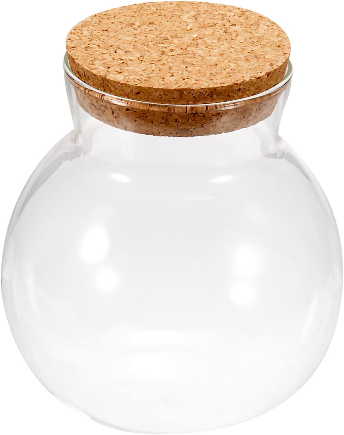 PATIKIL Round Globe Terrarium Air Plant Planter, 5 Inch High Borosilicate Glass Decorations with Cork Plug for Succulent, Tillandsia, Clear