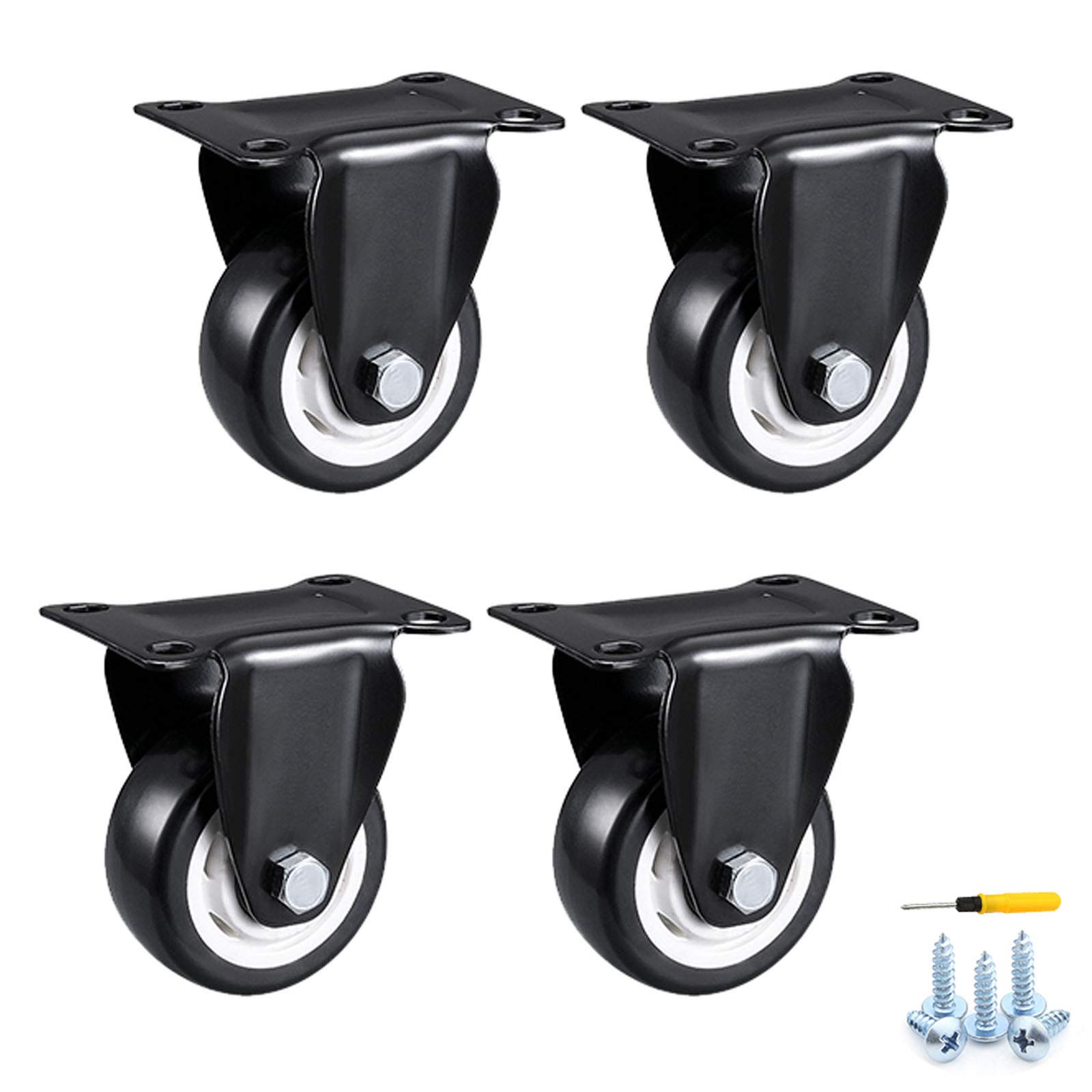 GYRAZXS Heavy Duty Swivel Furniture Casters 4 Pack 75mm Polyurethane Wheels with Double Bearings and Screws Ideal for Trolleys and Plates Smooth Mobility for All s