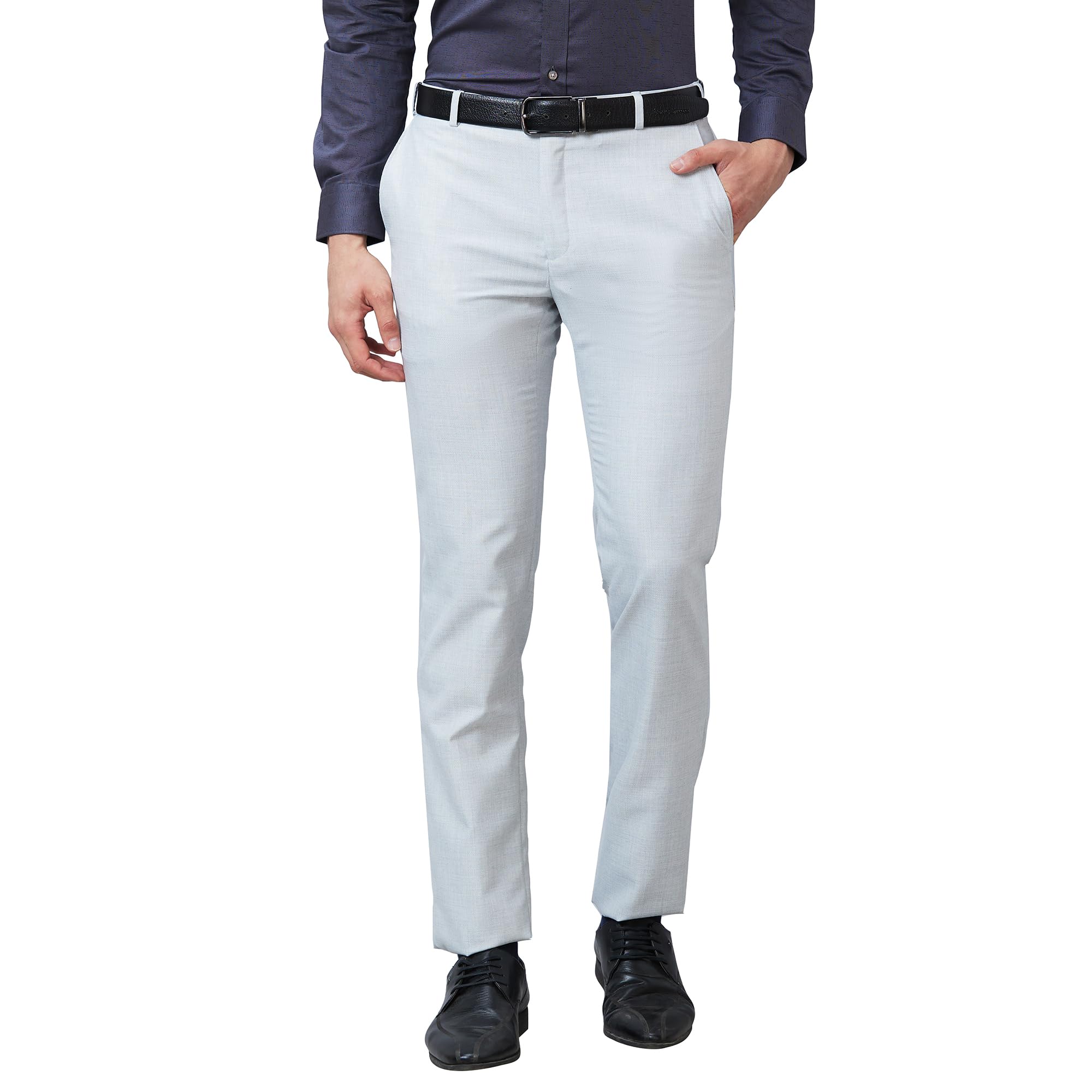 raymond Men's Polyviscose Blend Structure Pattern Slim Fit Flat Front Formal Trouser-picture-14