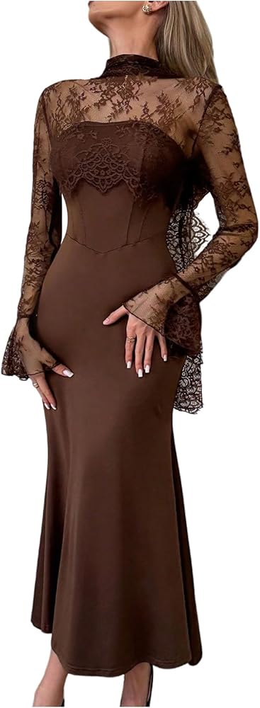 Amazon.com: GORGLITTER Women's Lace Maxi Dress Sexy Mesh Long Sleeve Summer Dress Wedding Guest Cocktail Prom Going Out Outfits Brown Small : Clothing, Shoes & Jewelry Amazon.com: GORGLITTER Women's Lace Maxi Dress Sexy Mesh Long Sleeve Summer Dress Wedding Guest Cocktail Prom Going Out Outfits Brown Small : Clothing, Shoes & Jewelry