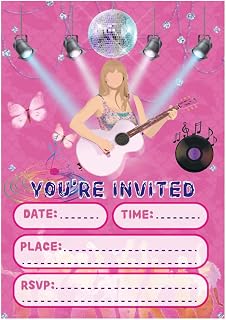 SEFFY Taylor Birthday Invitations Girls with Envelopes and Stickers, Birthday Party Invitations for Kids (Pack of 20)