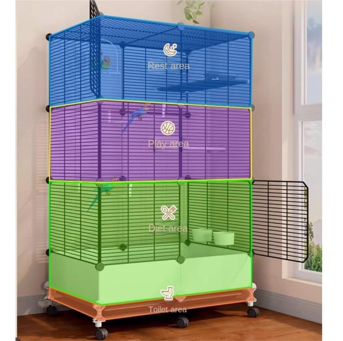 Artykuły Dla zwierząt Ptaki Metalowa klatka dla ptaków o wysokości 54 cali z kółkami dla papug Conure Lovebird Nimfa Klatka Dla Papug
