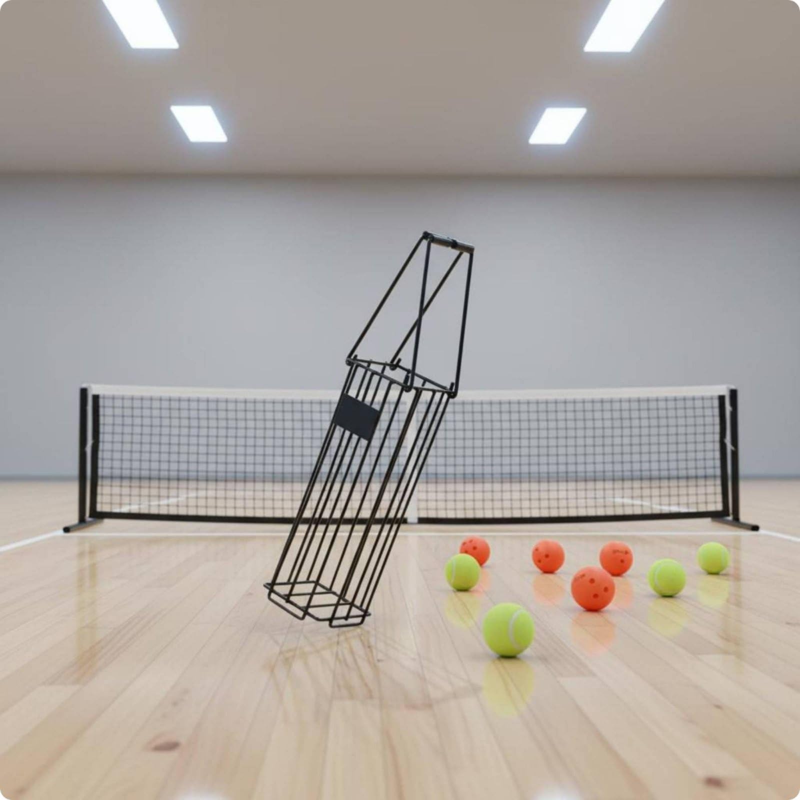 Carrello Raccoglipalle Design a Rulli Contenitore Raccoglipalle da Tennis Resistente Alla Ruggine Attrezzatura Sportiva per Allenatori, Allenamento
