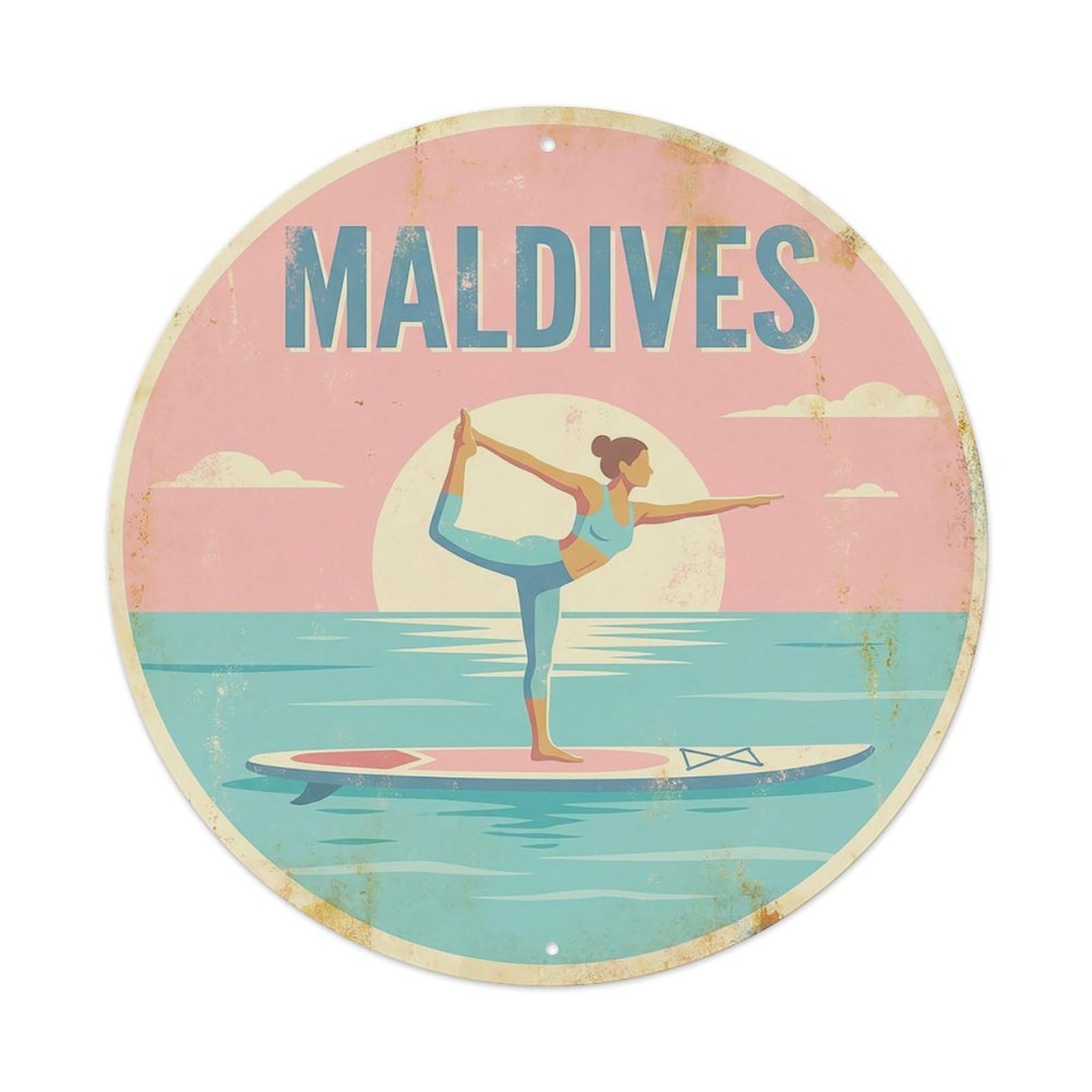 Maldives Paddle Board Seaplane Travel Island Hopping Metal Tin Sign