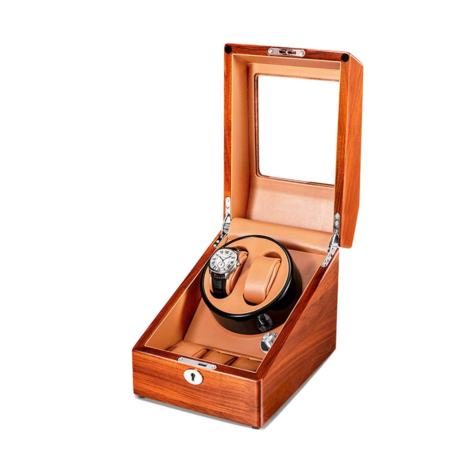 WXKAGF Boîte de Remontoir de Montres et Bijoux pour 2 + 3 Montres automatiques, boîte de Rangement de Montres en Bois Massif, Prend en Charge Le Chargement USB Silencieux (Machine à Enrouler)