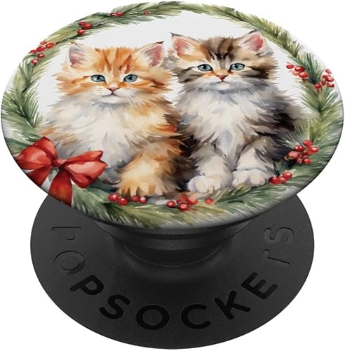 Lindo gatito con decoración navideña para bebé y gato, PopSockets estándar PopGrip