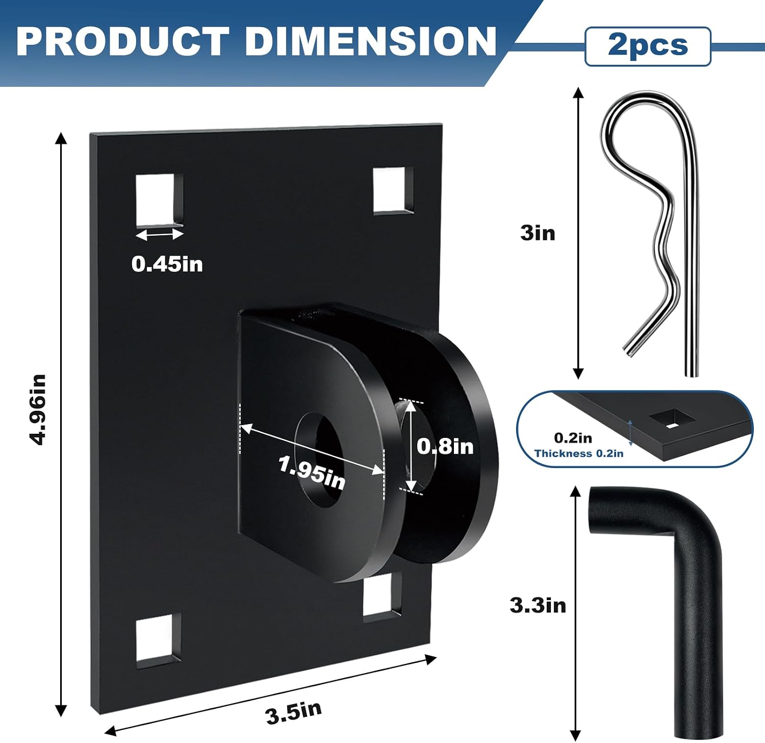 folosem Stationary Dock Connector Hinge Kit,Floating Dock Hardware Connect Ramp to Floating Dock- Galvanized, 3/16"