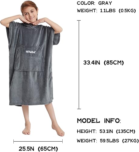 Miniatura 2 de Hiturbo Toalla para niños cambiadora toallas de baño de felpa suave, sudadera con capucha cálida de forro polar coral, poncho de surf de natación