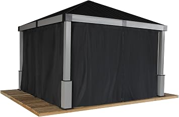 Sojag Accessories Set of 4 12 x 12 Durable Polyester Outdoor Curtains for Lena Gazebo Sun Shelter, Black