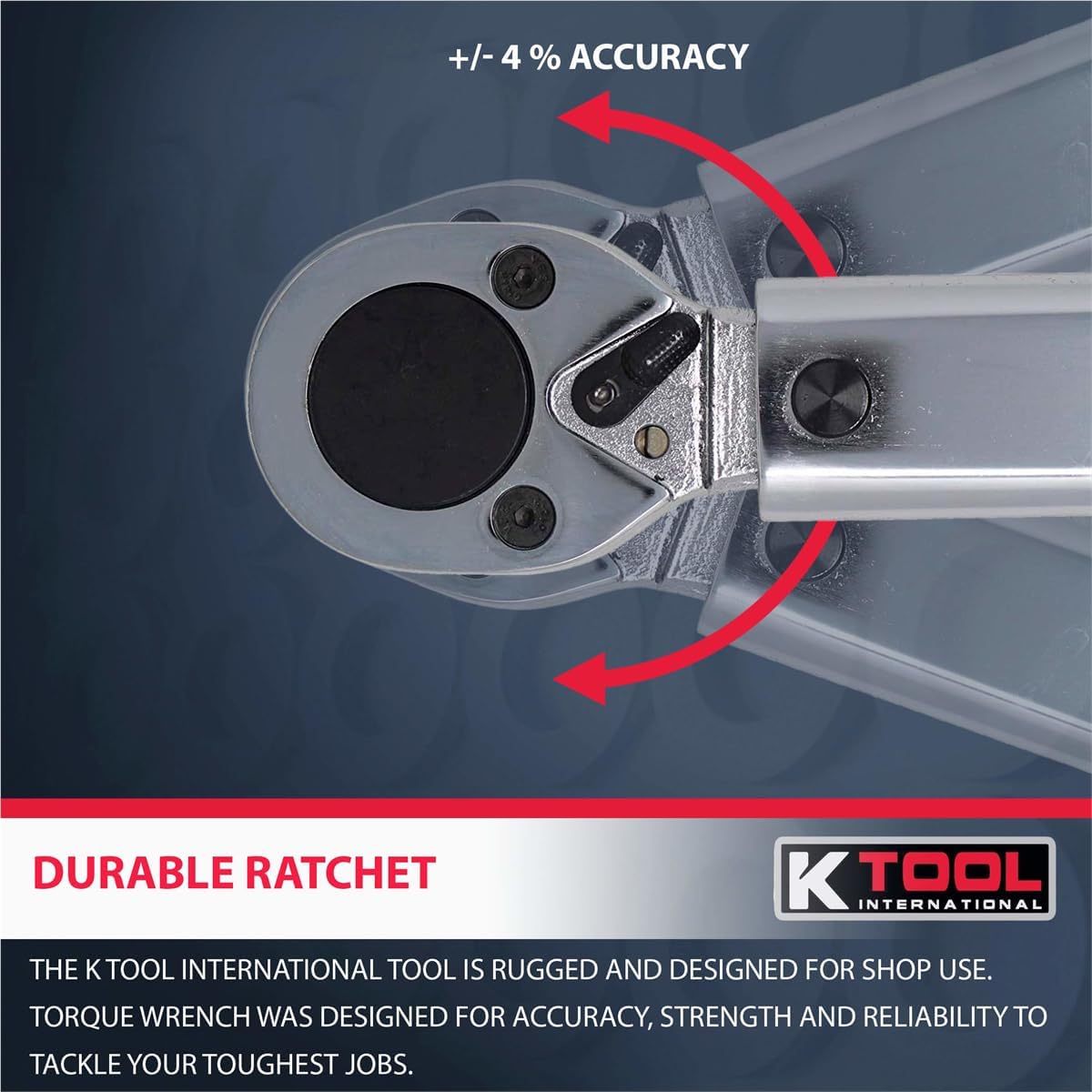 K Tool International 72175 Ratcheting Torque Wrench with 3/4" Drive for Garages, Repair Shops, and DIY, 100-600 ft/lbs., Click Style, Laser Marked Scales, Quick Release, Carrying Case, Non-Slip Handle