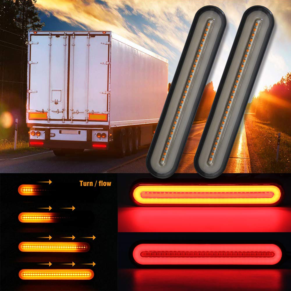 Buy Truck Trailer Tail Light Bar 9 Inch Sequential Flowing Amber Turn Signal Brake Rear