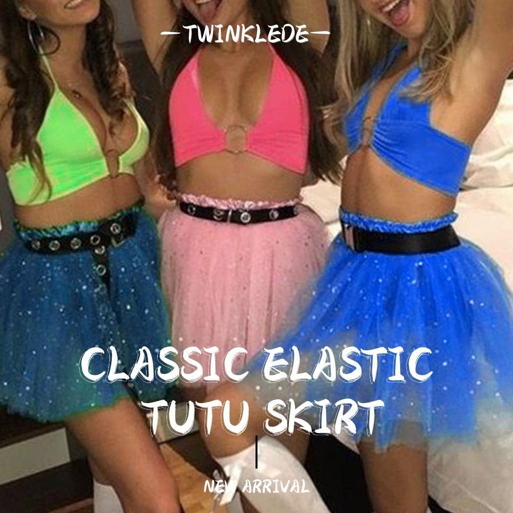 TWINKLEDE Women Tutu Skirt Glitter Tulle Dance Tutus Christmas Costume Skirts for Adult