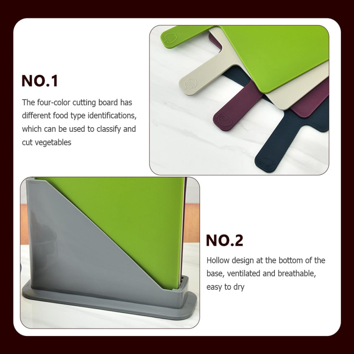 VICASKY Kitchen Cutting Board Set 4pcs Multifunctional Classification Chopping Boards with Storage Box for Household Food Prep and Kitchen Use