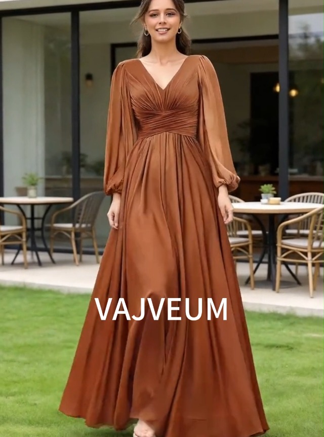 Amazon.com: Chiffon Bridesmaid Dress with Ruffle Long Sleeve Formal Evening  Dresses for Women Black US2 : Clothing, Shoes & Jewelry
