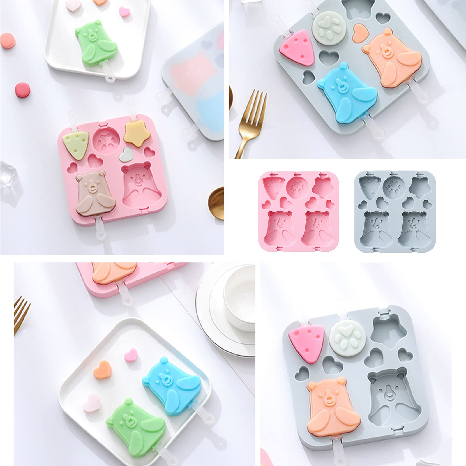 Moldes for paletas de hielo de silicona for moldes de paletas Juego de moldes for paletas de hielo for purés Moldes for helados con cubierta,Moldes para helados(A)