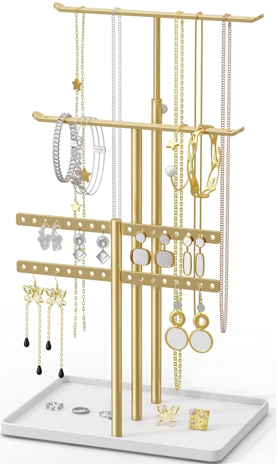 susswiff Jewelry Holder Organizer Stand - Adjustable Jewelry Tree 17.5