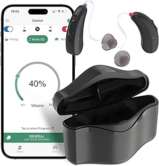 Hearing Aids for Seniors Rechargeable, RIC WDRC 16 Channel Hearing Aid with Bluetooth for Adults, Senior Hearing Aids with Smart Noise Cancellation, Digital Hearing Aid Device with APP Control, Black