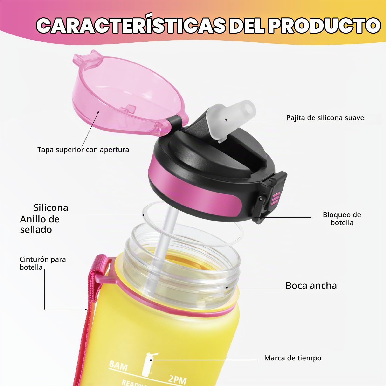 HoneyHolly Botella Agua, 500 ml con Pajita, Botella de Agua, Prueba de Fugas, Botella Agua Niños Colegio, Libre de BPA, Cantimplora para Niños, Deporte, Running, Gimnasio, Bicicleta