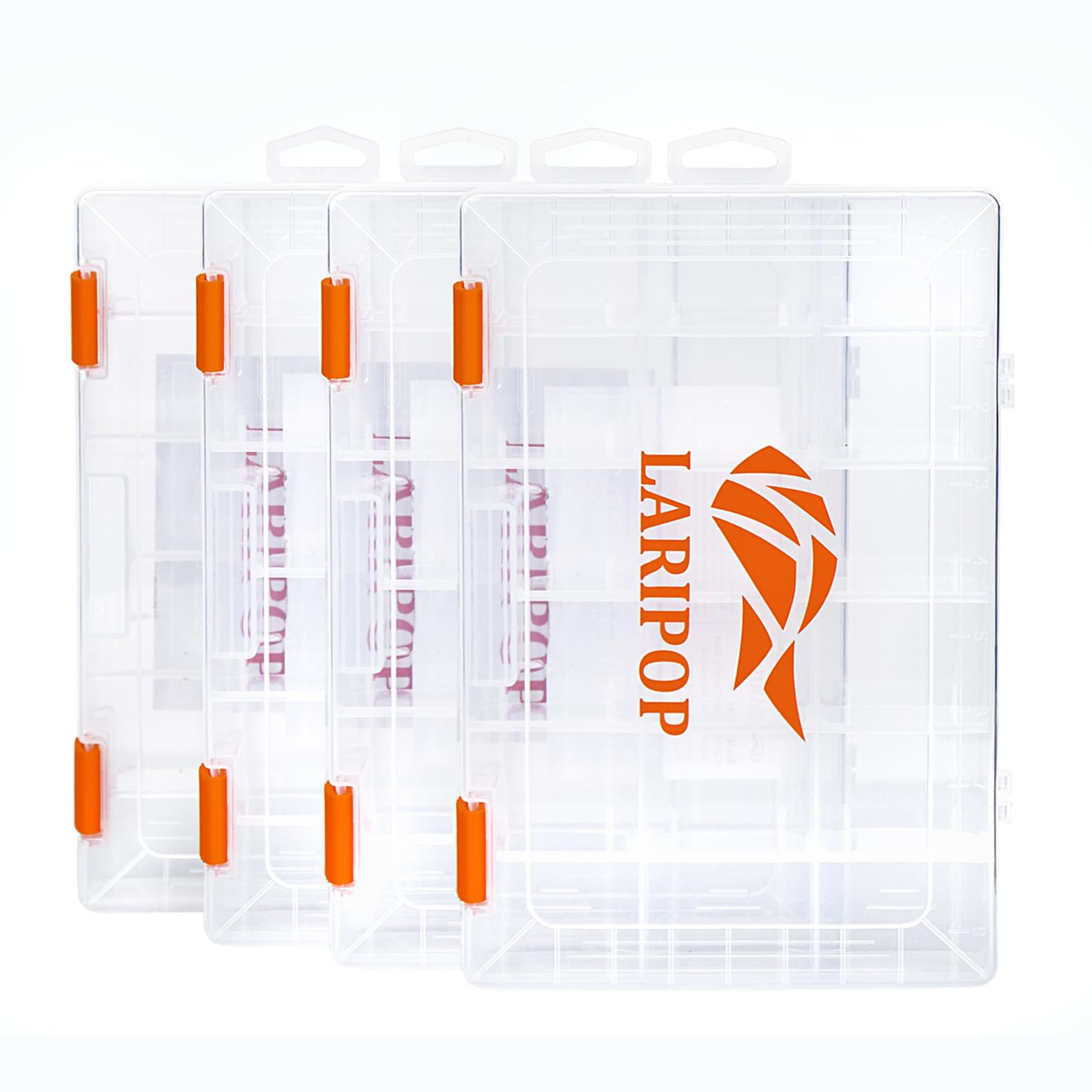 Sponsored Ad - LARIPOP Fishing Tackle Box Set with Adjustable Dividers, Transparent Organizer Tray, Plastic Tool Box, Bait Separator -Angler's equipment lure box - 4 Packs Tackle Trays - Parts Box